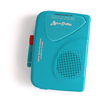 Teal colored cassette player with AM-FM radio