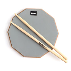 Drum practice pad with sticks