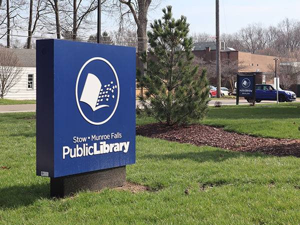 The library's rear entrance at Elm Road