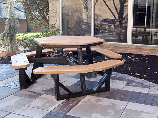 hexagonal all-weather picnic table