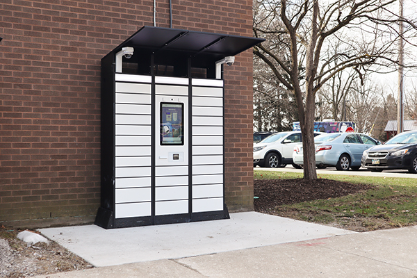 the book lockers are located just past the drive-up window