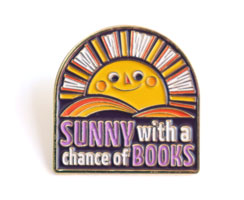 Enamel pin with smiling sun design